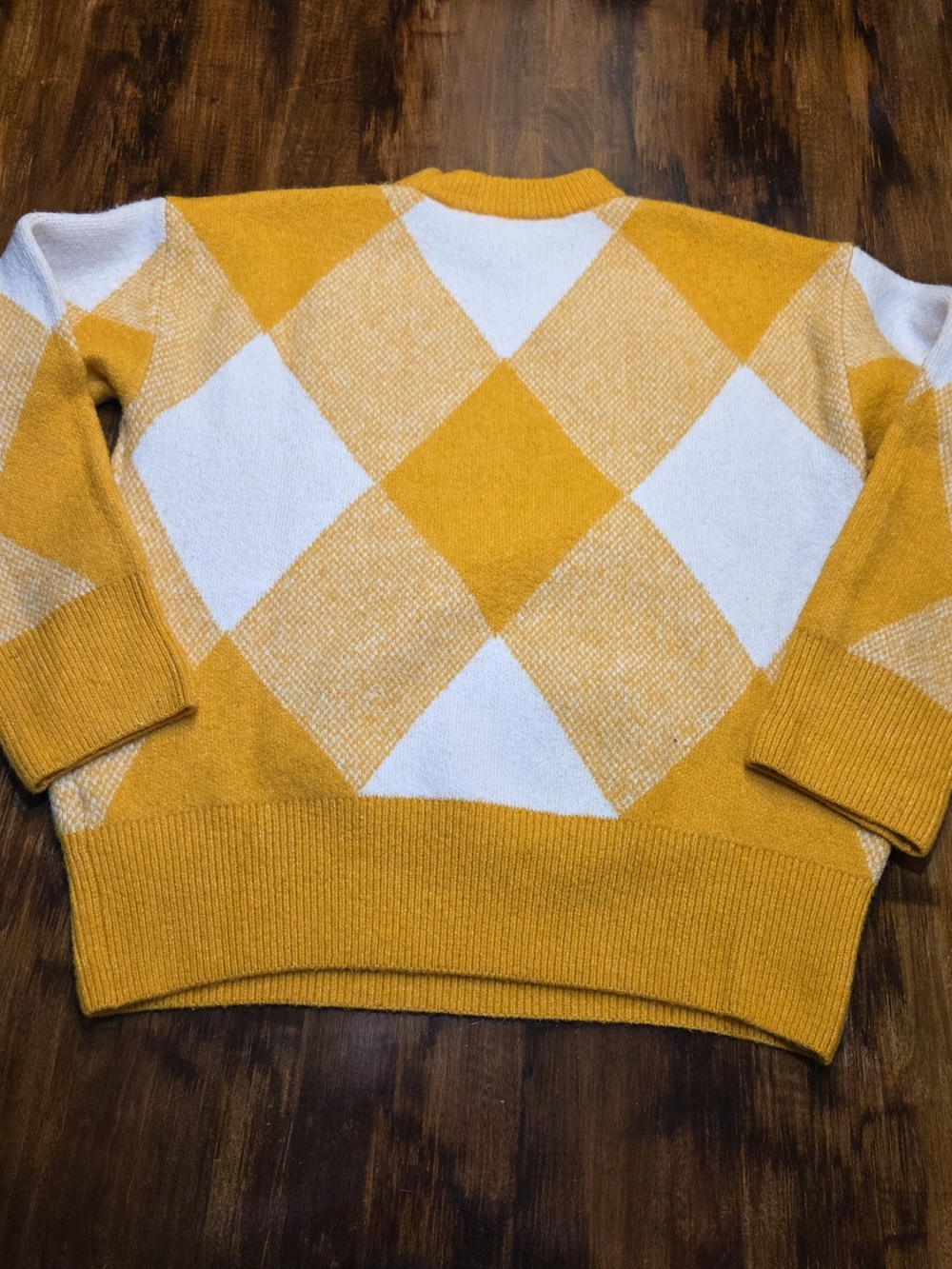 Zara Argyle Jacquard Knit Sweater sz small Oversized Cozy Colorblock - Picture 6 of 6